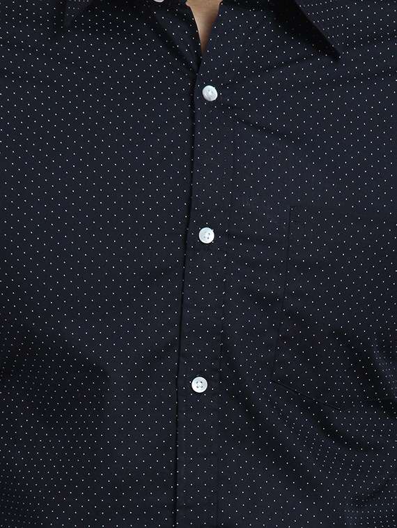 navy blue polka dotted casual shirt - 16773467 -  Standard Image - 4