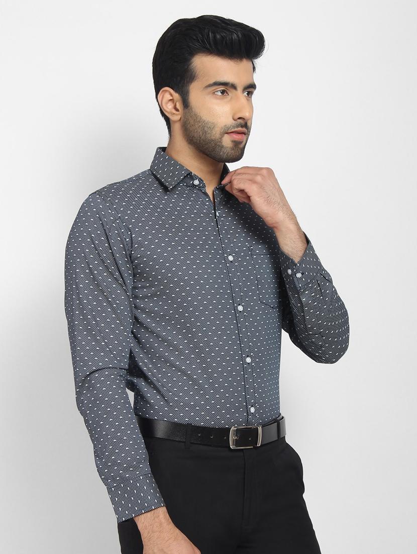 mens micro print formal shirt - 16773470 - Standard Image - 1
