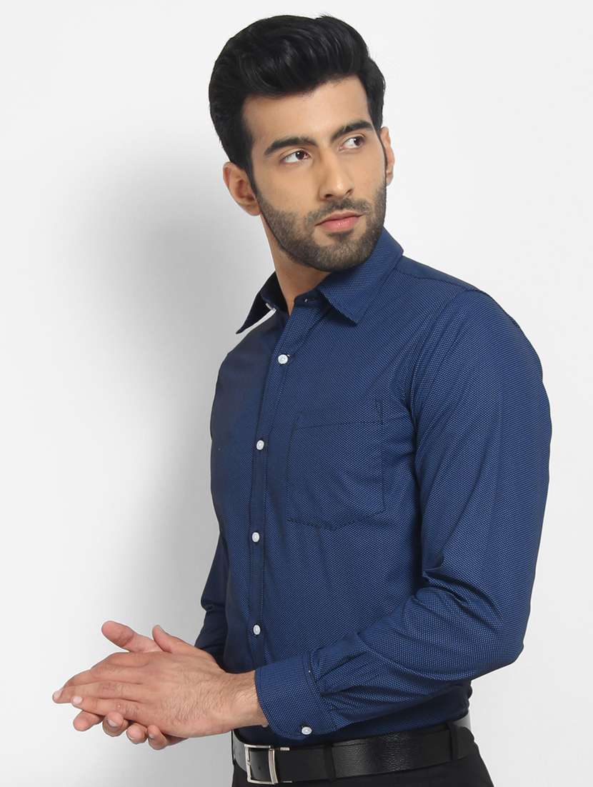 mens micro print formal shirt - 16773473 - Standard Image - 1