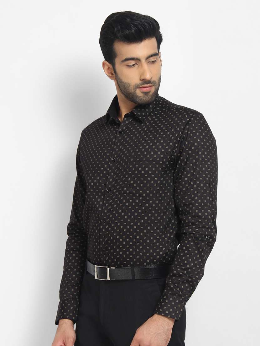 mens micro print formal shirt - 16773485 - Standard Image - 1