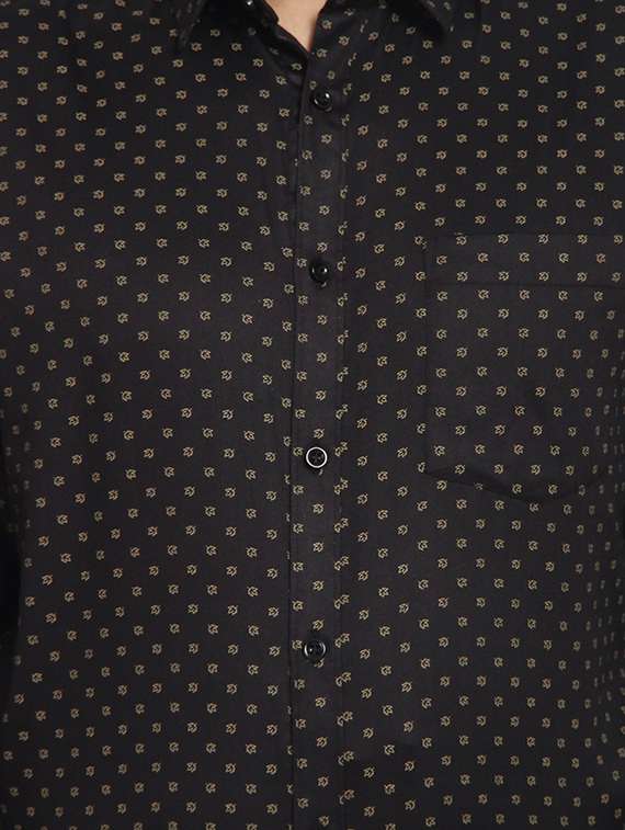 mens micro print formal shirt - 16773485 - Standard Image - 4