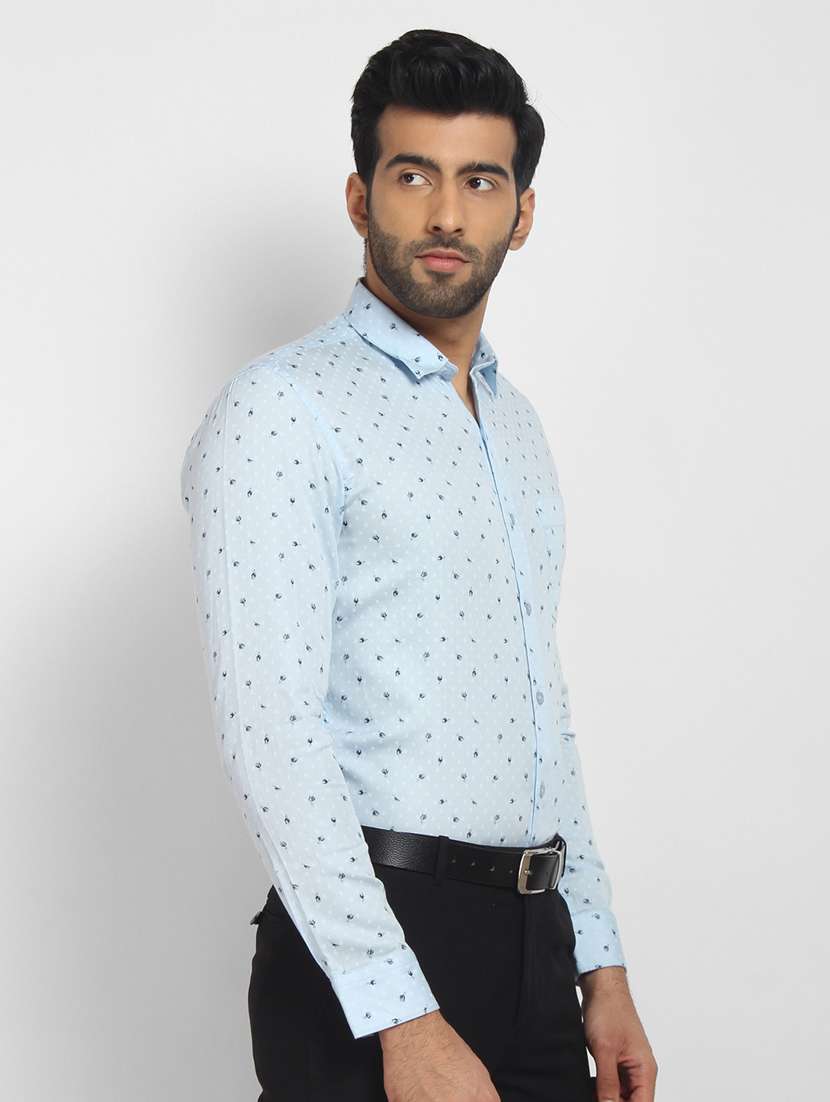 mens micro print formal shirt - 16773490 - Standard Image - 1