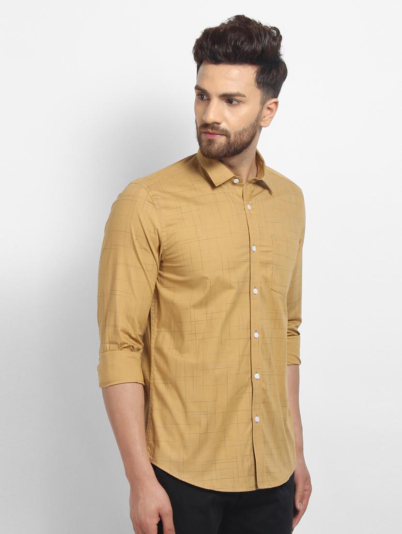 beige printed casual shirt - 16773502 - Standard Image - 1