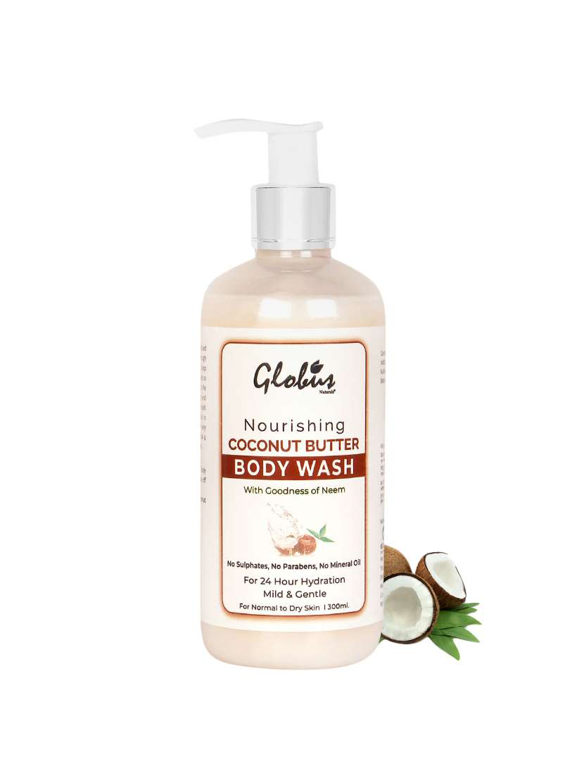 globus naturals nourishing coconut butter body wash, 300 ml