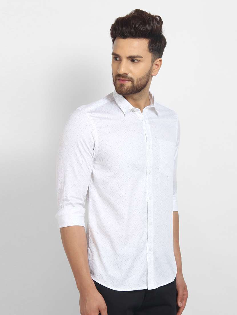 mens micro print formal shirt - 16773668 - Standard Image - 1
