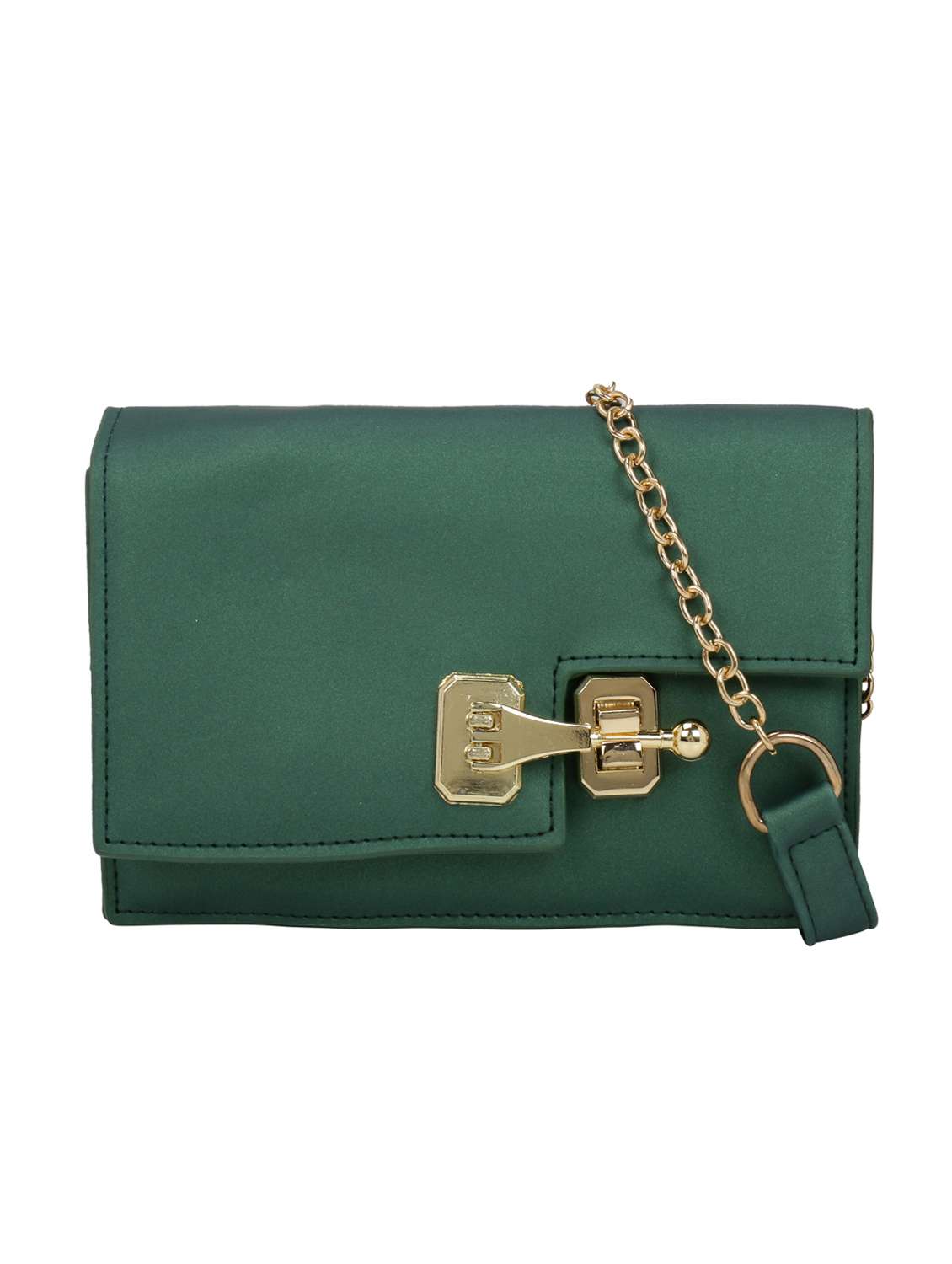 green leatherette regular sling bag