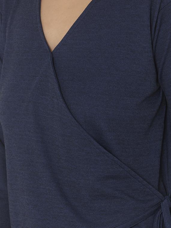 women's solid wrap overlap neck top - 16774190 - Standard Image - 4