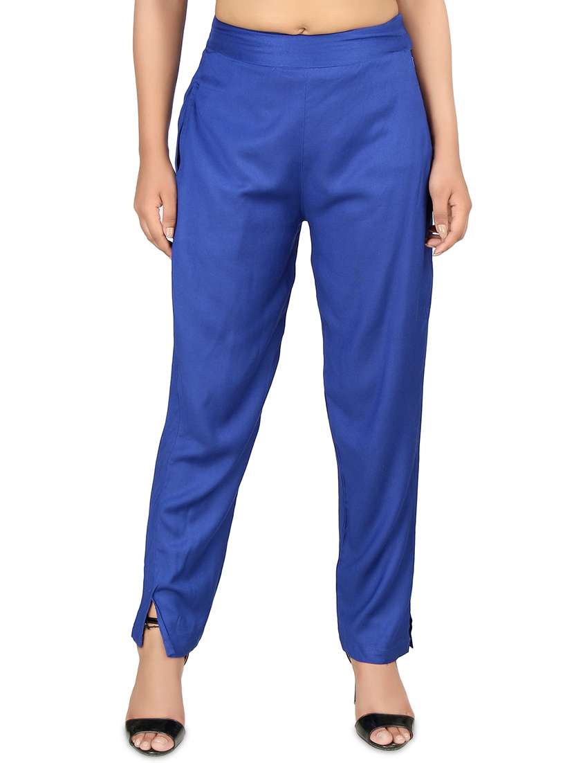 women solid flat front cigarette pants