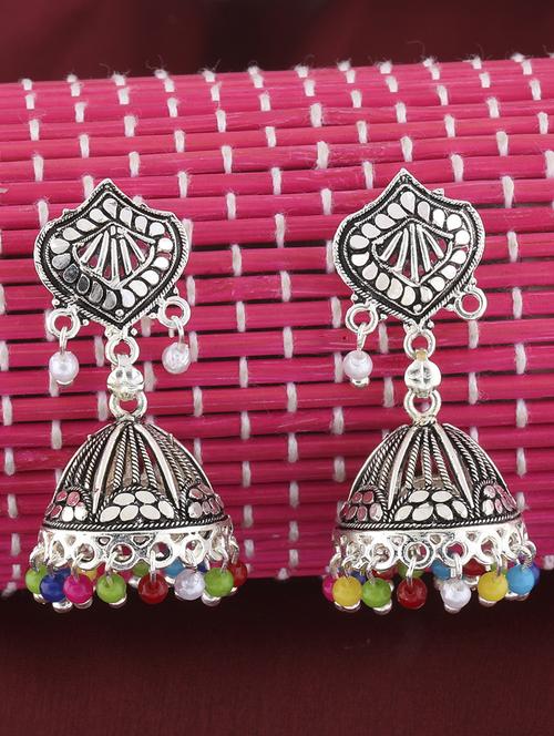 multi colored metal jhumka earring - 16774583 - Standard Image - 0