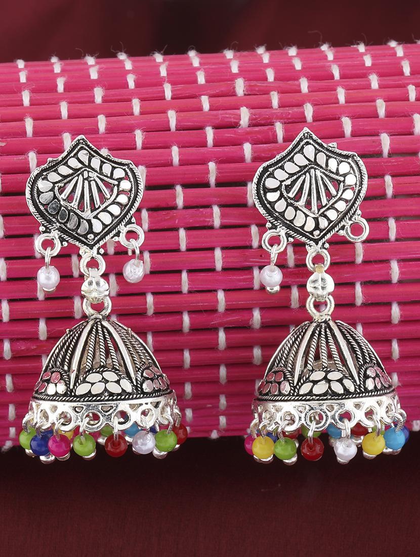 multi colored metal jhumka earring - 16774583 - Zoom Image - 0