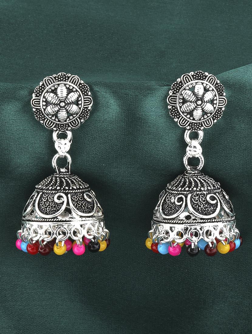 multi colored metal jhumka earring - 16774585 -  Zoom Image - 0
