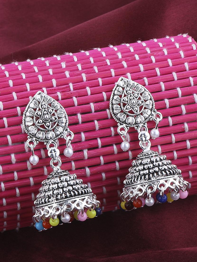 multi colored metal jhumka earring - 16774586 -  Zoom Image - 0