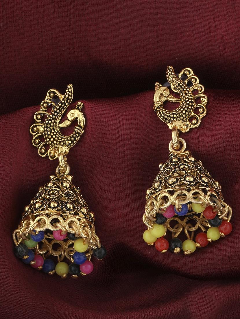 multi colored metal jhumka earring - 16774587 - Zoom Image - 0