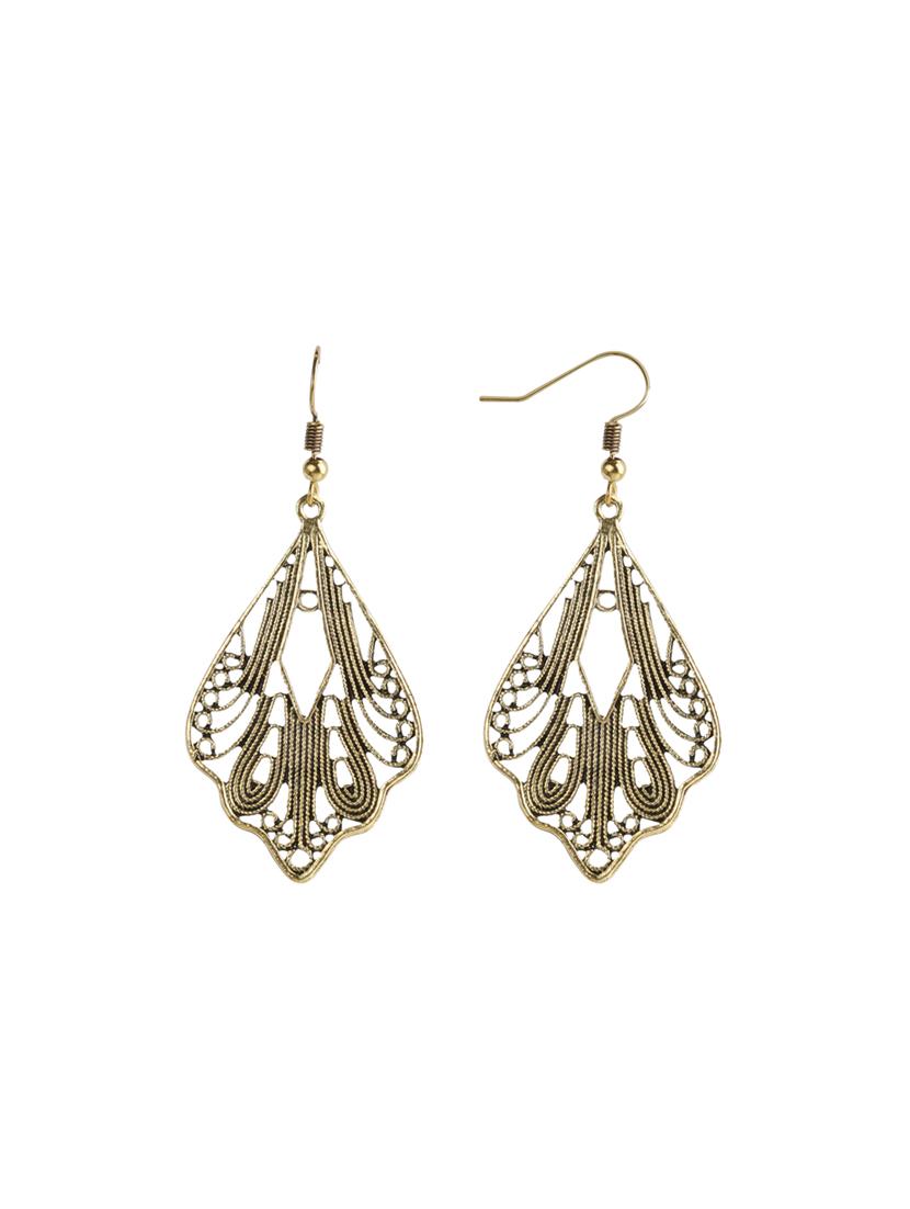 gold metal drop earring - 16774609 - Standard Image - 1