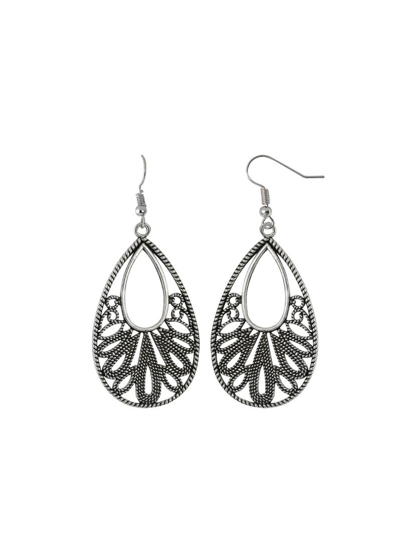 silver metal drop earring - 16774618 - Standard Image - 1