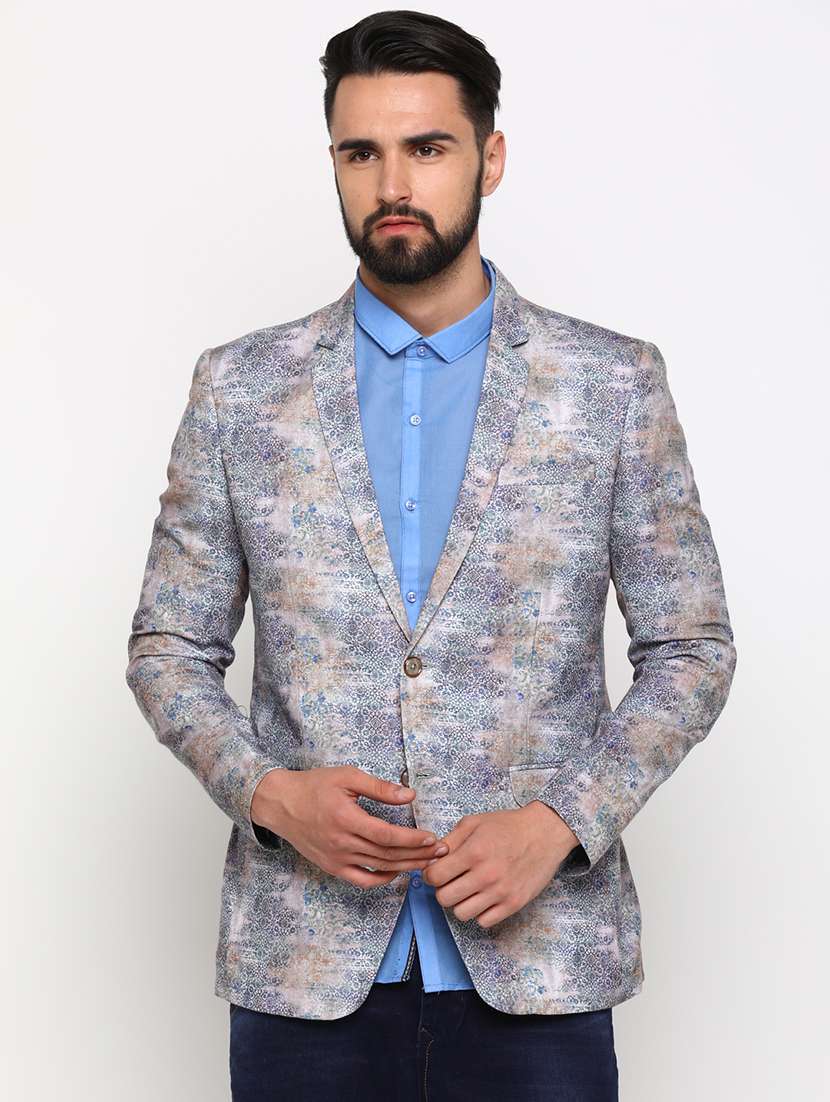 multi colored printed single breasted casual blazer