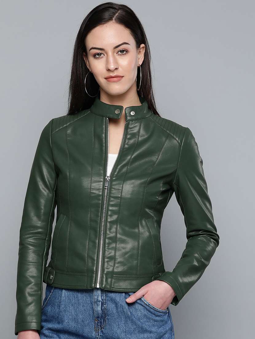 mandarin neck leather jacket 