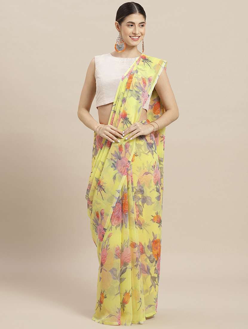floral printed saree with blouse