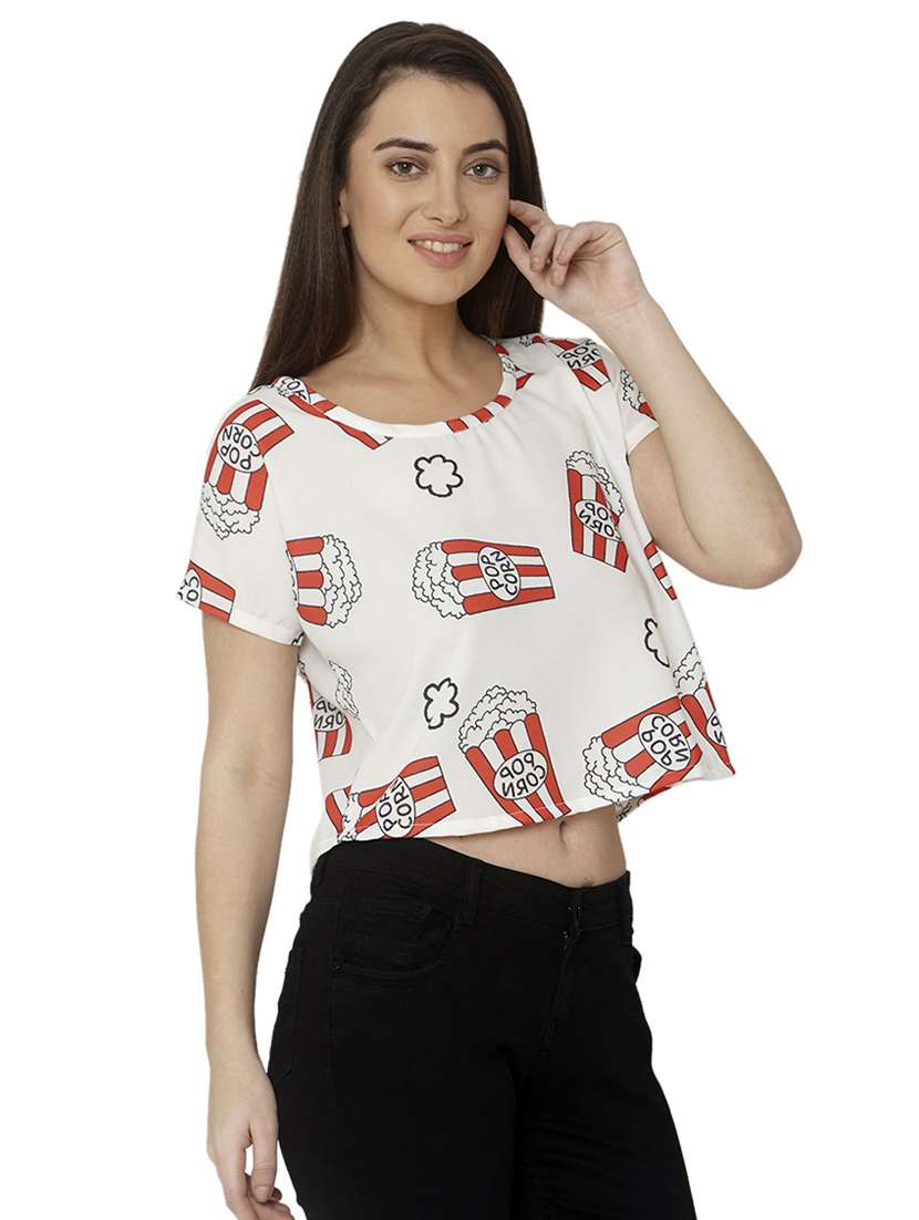 women's white round neck top - 16775181 -  Standard Image - 1