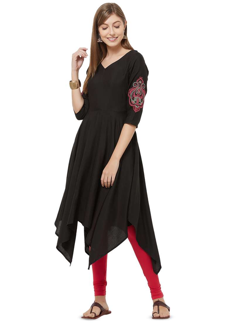 solid asymmetric kurta