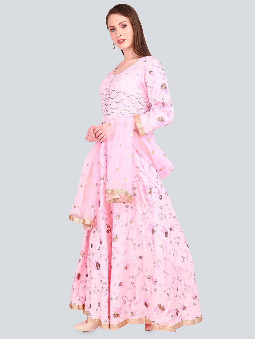 embellished a-line kurta dupatta set - 16781250 - Standard Image - 1