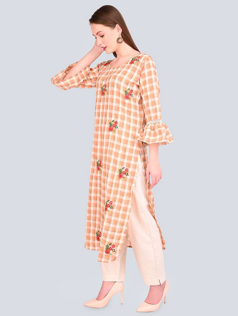 embroidered kurta palazzo set - 16781299 -  Standard Image - 1