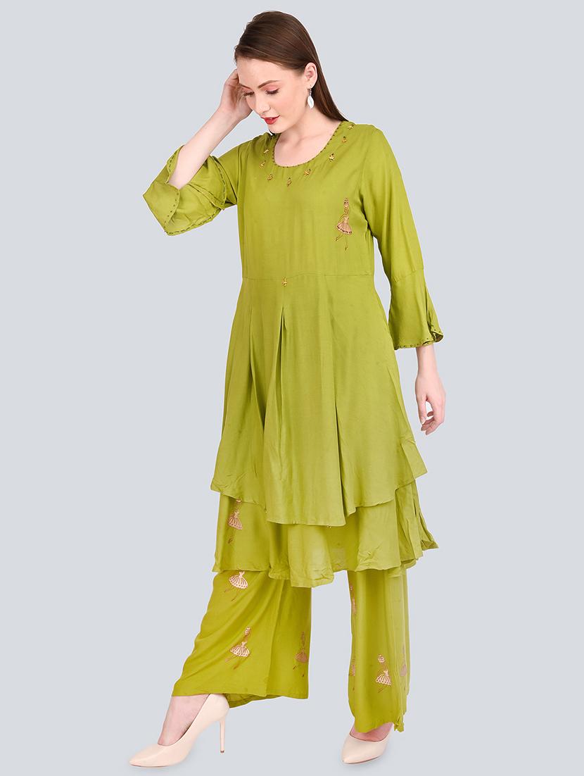 solid kurta palazzo set - 16781308 - Standard Image - 1