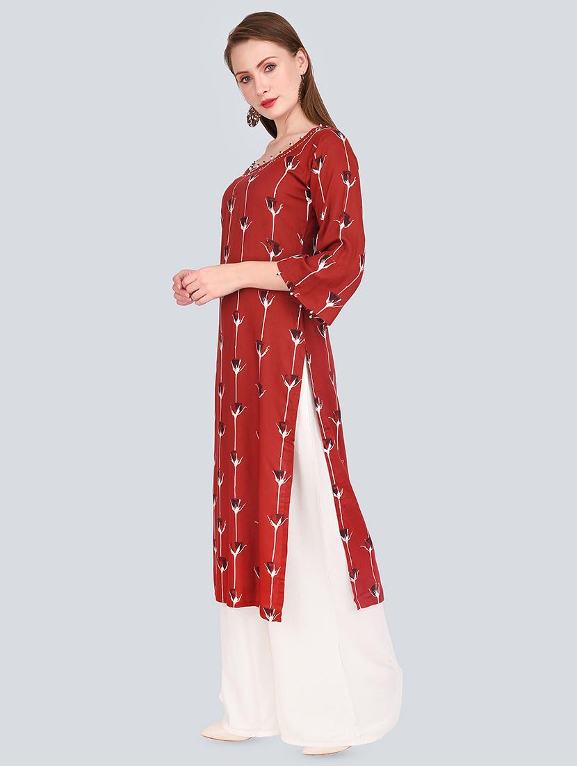 floral print straight kurta - 16781341 - Standard Image - 1