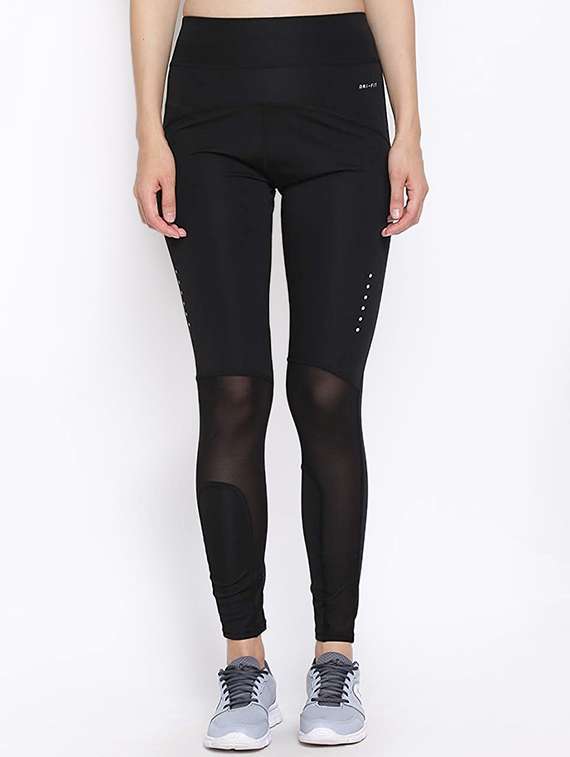 high rise mesh lace inserted legging