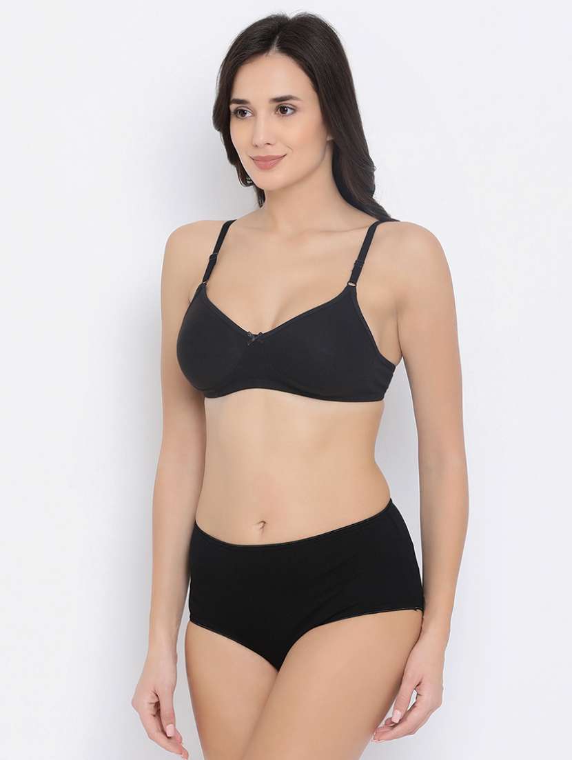 bow patch solid bra and panty set - 16783155 -  Standard Image - 1