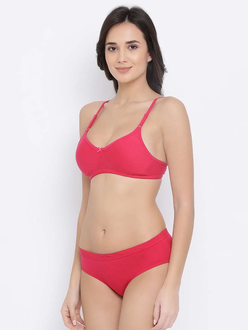 bow patch solid bra and panty set - 16783160 -  Standard Image - 1