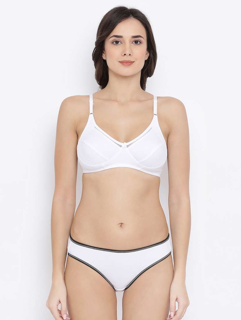 bow patch solid bra and panty set