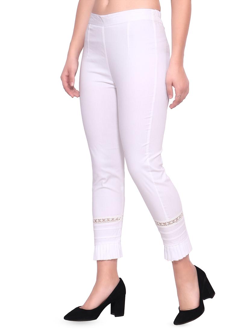 high rise lace detail flat front trousers trouser - 16783344 -  Standard Image - 1