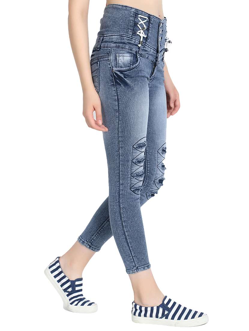 high rise distressed jeans  - 16783501 -  Standard Image - 1