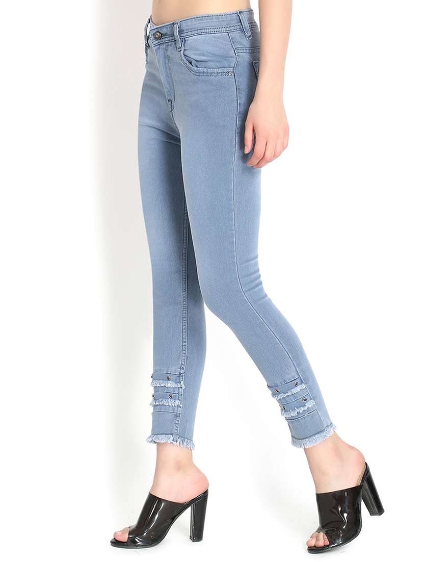 high rise frayed hem jeans  - 16783511 -  Standard Image - 1