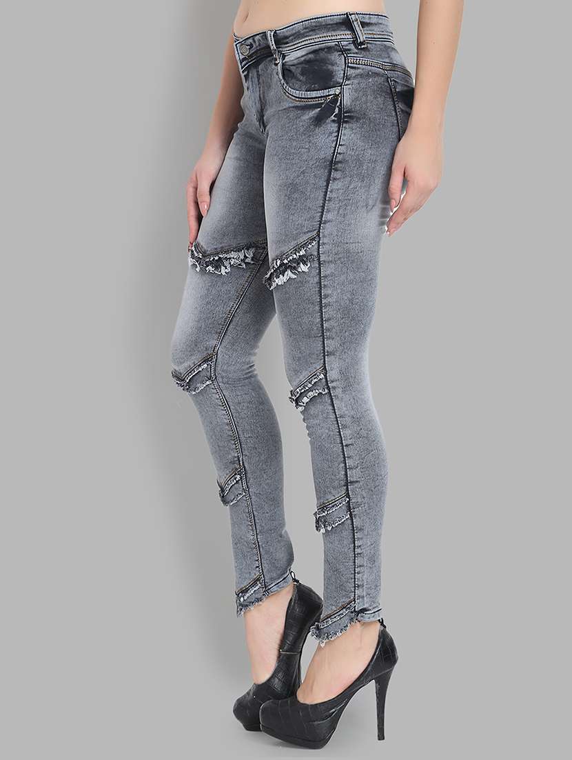 high rise frayed hem jeans - 16783513 - Standard Image - 1