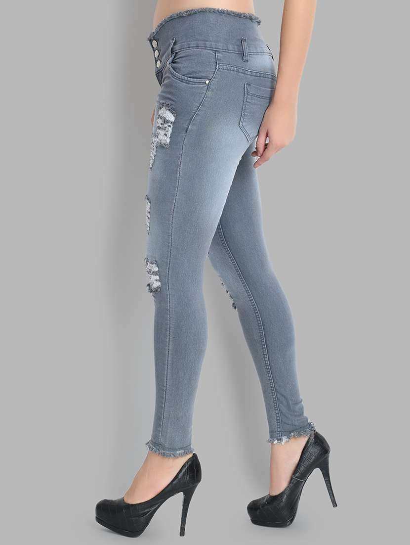 high rise distressed jeans  - 16783526 -  Standard Image - 1