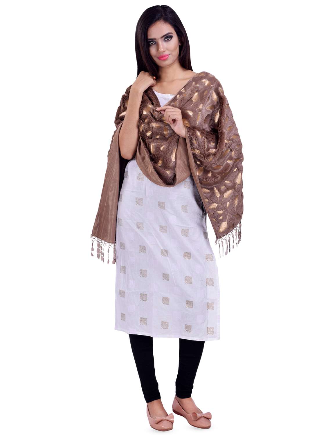 gold fur shawl - 16785032 -  Standard Image - 1