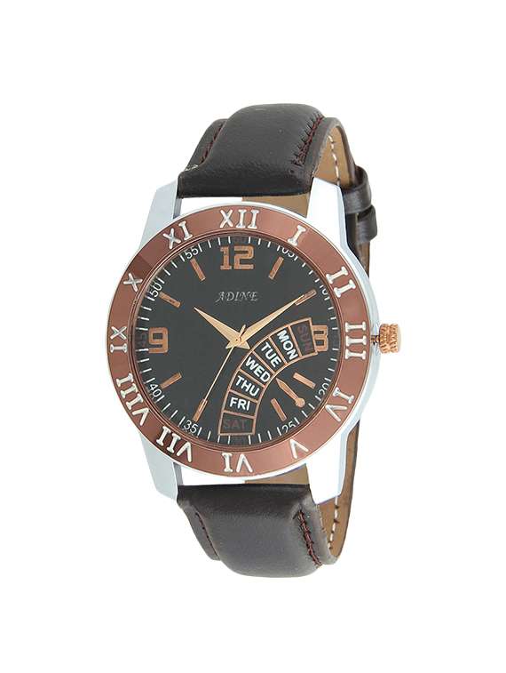 adine silver luxury analog men"s watch