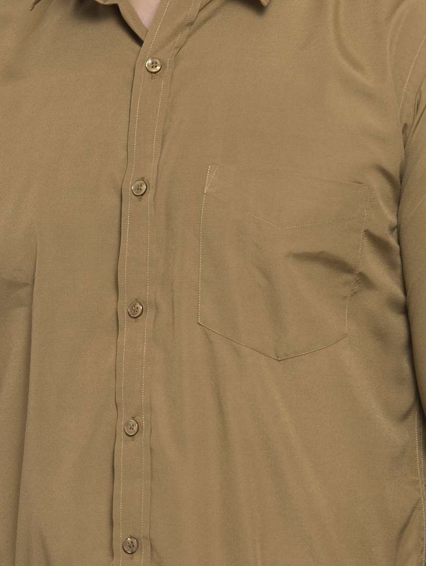 beige solid formal shirt - 16787874 -  Standard Image - 4