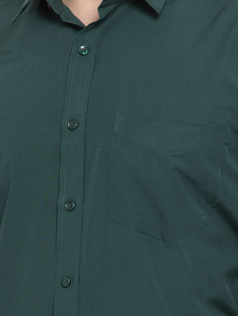 green solid formal shirt - 16787875 -  Standard Image - 4