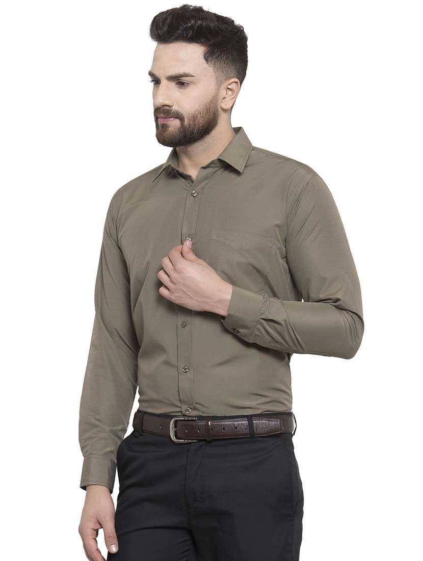 green solid formal shirt - 16787876 -  Standard Image - 1