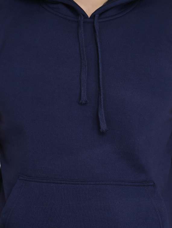 navy blue solid hooded sweatshirt - 16788087 -  Standard Image - 4