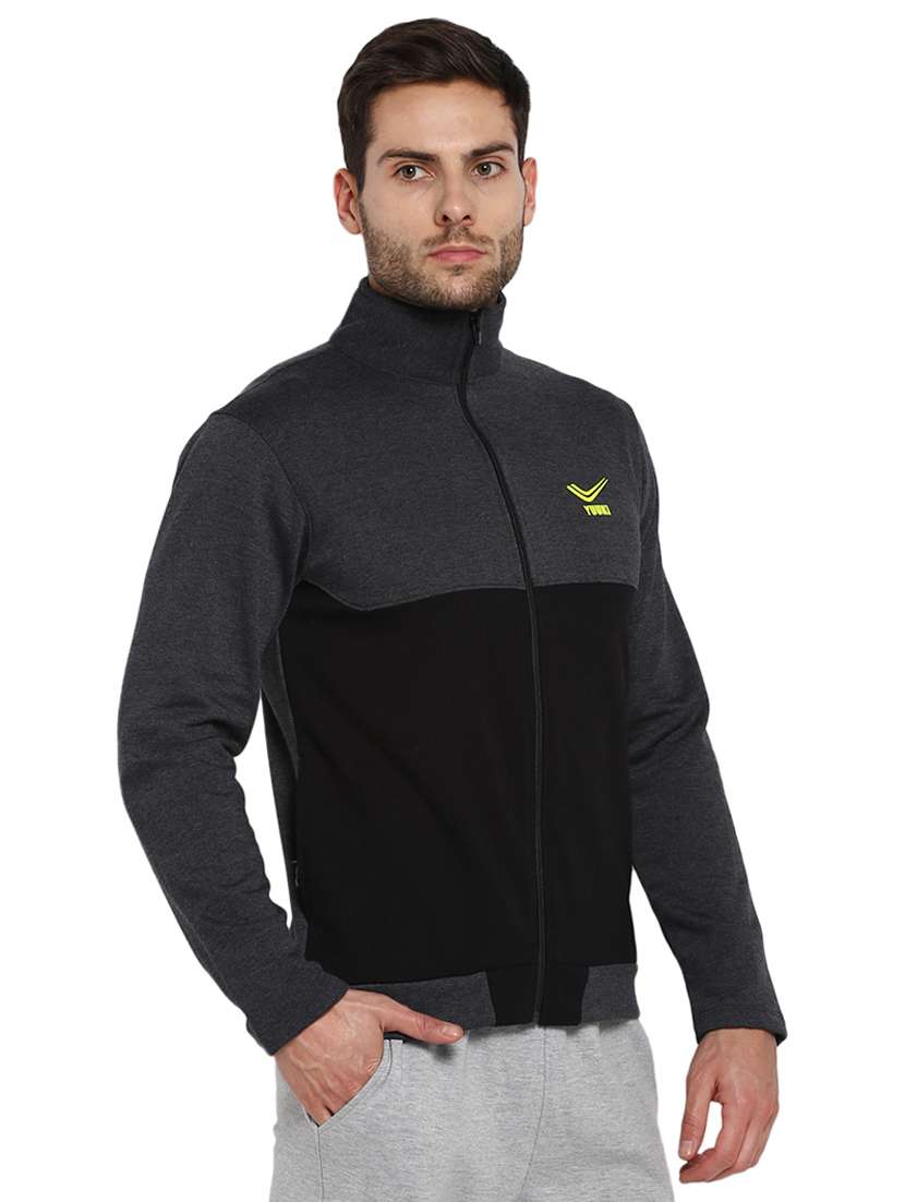 grey color block casual jacket - 16790302 -  Standard Image - 1