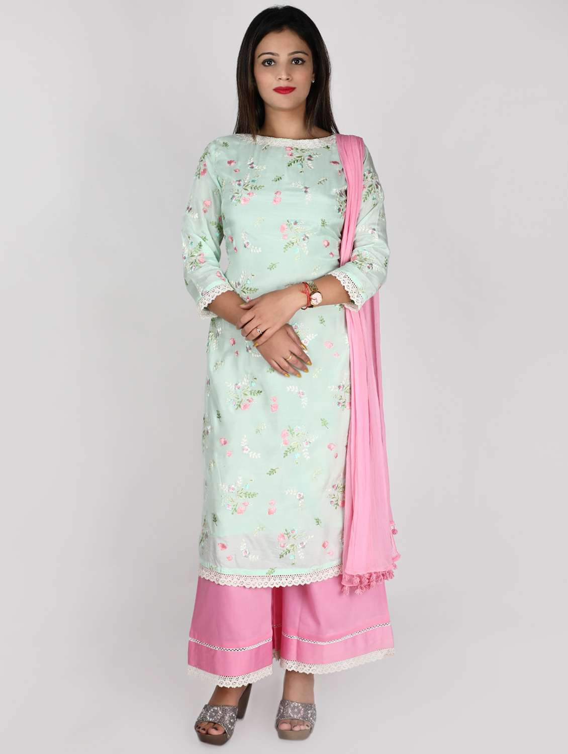 embroidered kurta palazzo set