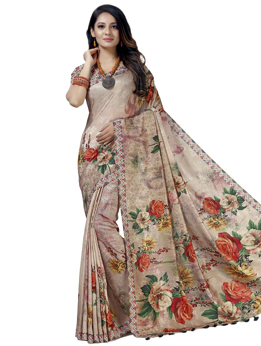 floral printed saree with blouse