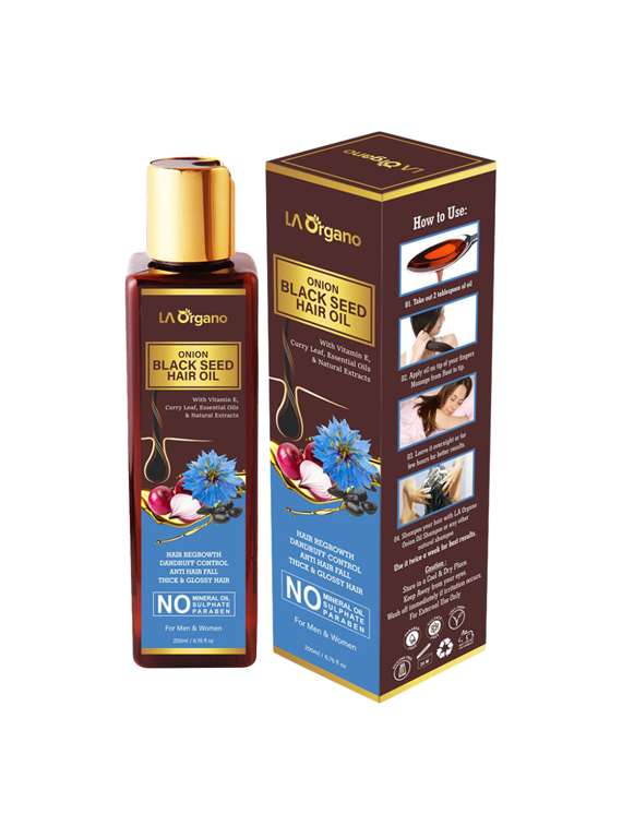 la organo onion black seed hair oil for hair regrowth,dandruff control,anti hair fall,thick glossy hair- for men & women
