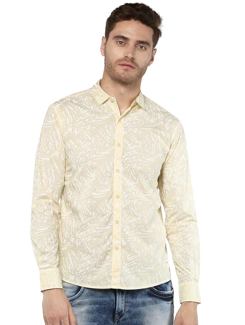 yellow printed casual shirt