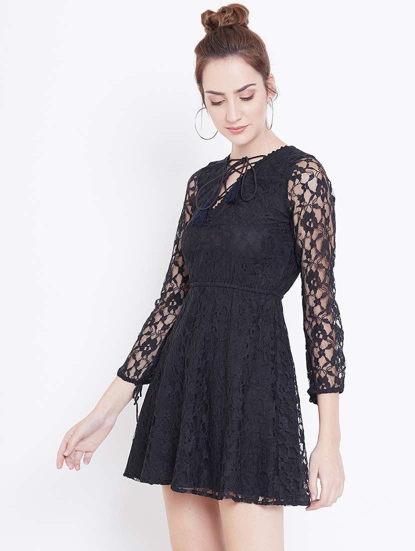 women's fit & flare self design dress - 16792335 -  Standard Image - 1