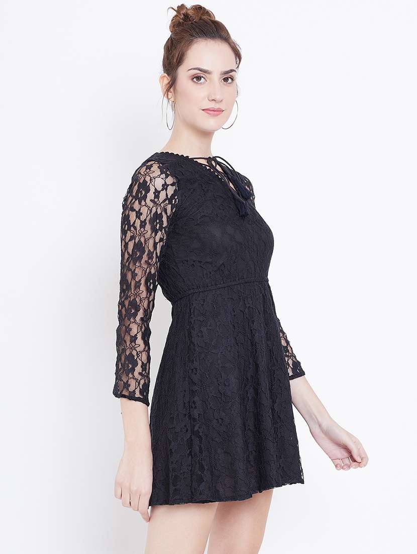 women's fit & flare self design dress - 16792335 -  Standard Image - 1